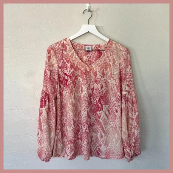 CAbi 5708 Bethany Pink Snakeskin Blouse Small - Picture 1 of 5